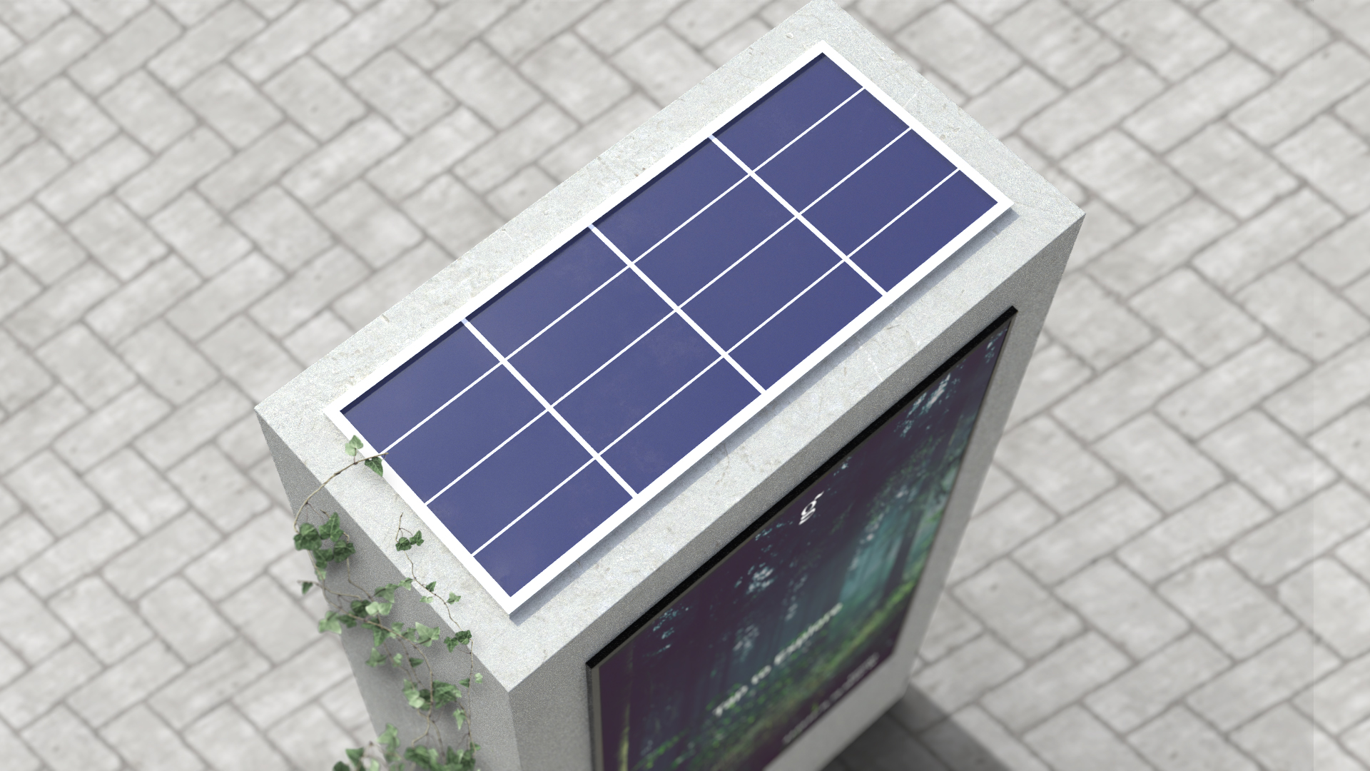 A solar panel on top of Greenspace installation
